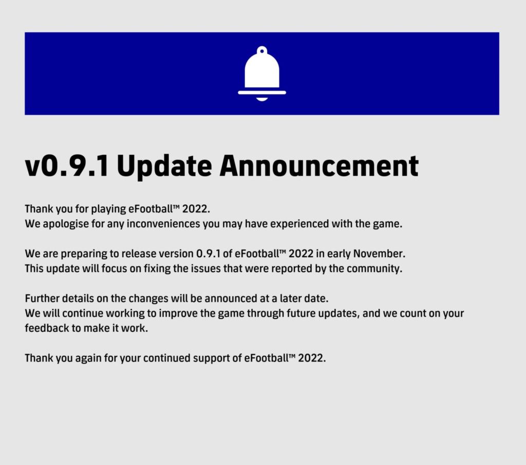 eFootball 2022 Patch v0.9.1 Available Now - Patch Notes